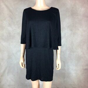 BAR III 3/4 Sleeve Black Layered Look Knit Dress NWT LARGE